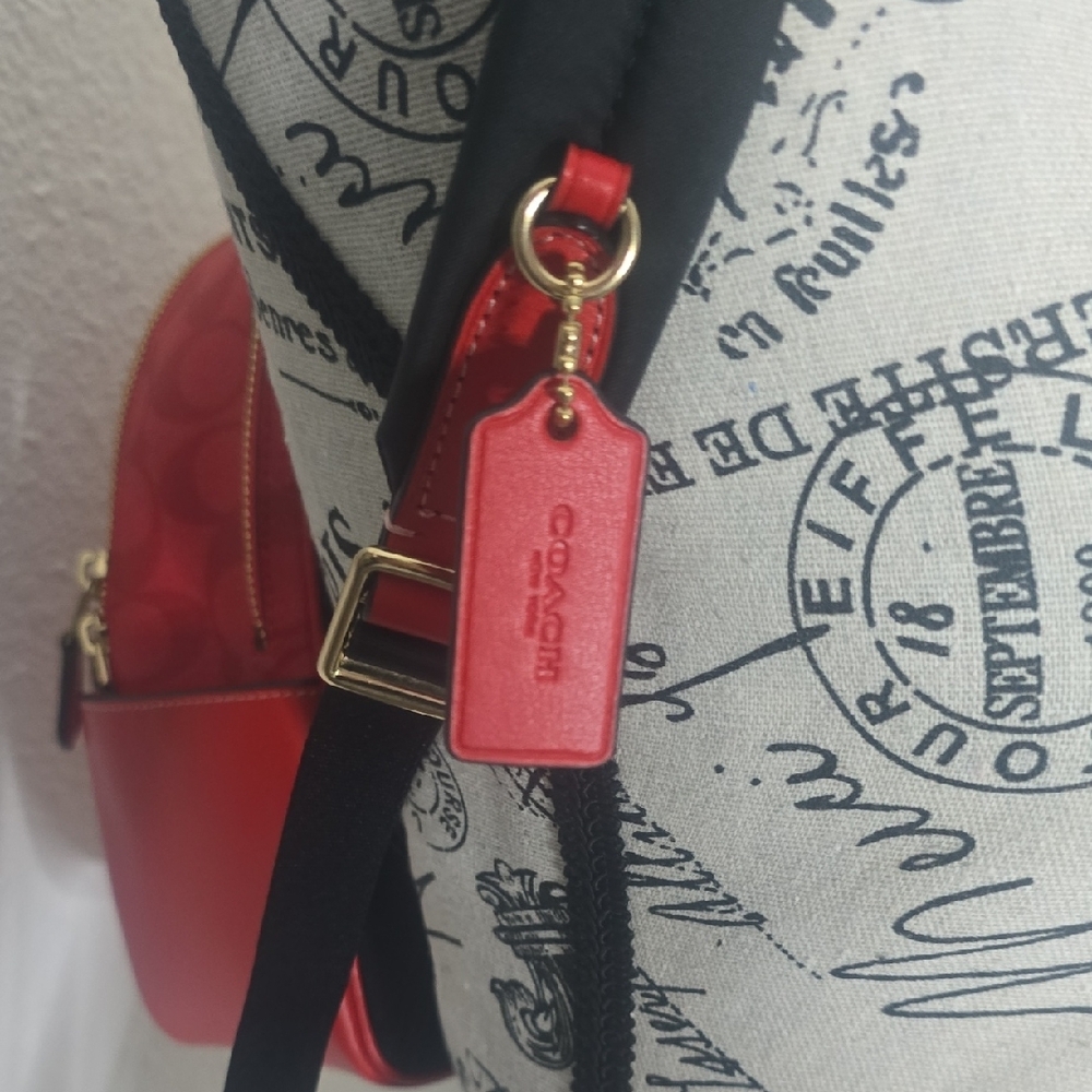 Coach Jordyn Signature Monogram Red W/ Gold Hardware Mini Backpack (NWOT)✨️❤️✨️ - Picture 5 of 13